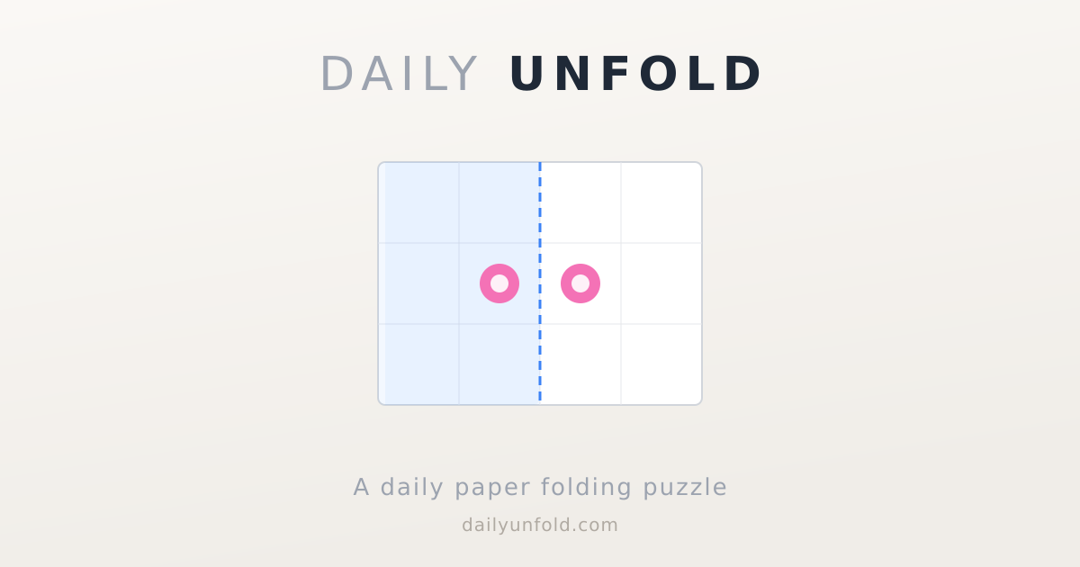 Daily Unfold preview showing a folded paper diagram with two punch holes.